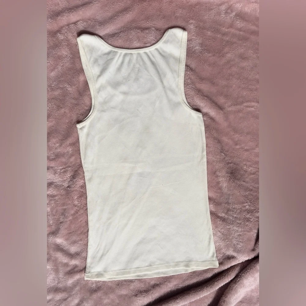 Cacique Rhinestone Peacock Feather Tank Top | Cream Sparkly Summer Layering - Picture 2 of 4